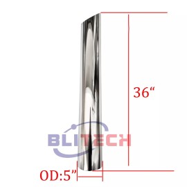 Blitech 2PCS Chrome 5"ODx 36"Length Mitre Cut stack pipe Mitre Cut Truck Exhaust Pipe