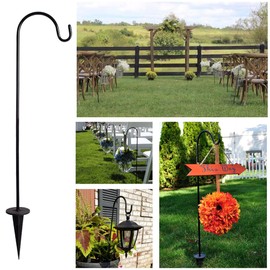 Arinda 20Inch Adjustable Outdoor Shepherds Hook, Heavy Duty Rust-Resistant Metal Hanging Hook Lanterns Plants Stake for Bird Feeders, Solar Lights, Garden Decor, Flower Pots, Patio, Yard (1PC)