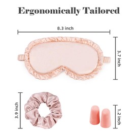 Flower Style Sleep Mask with Adjustable Strap for Women Girls, with a Pair of Earplugs and Hair Tie, Eye Cover for Travel for Sleeping (Pink)