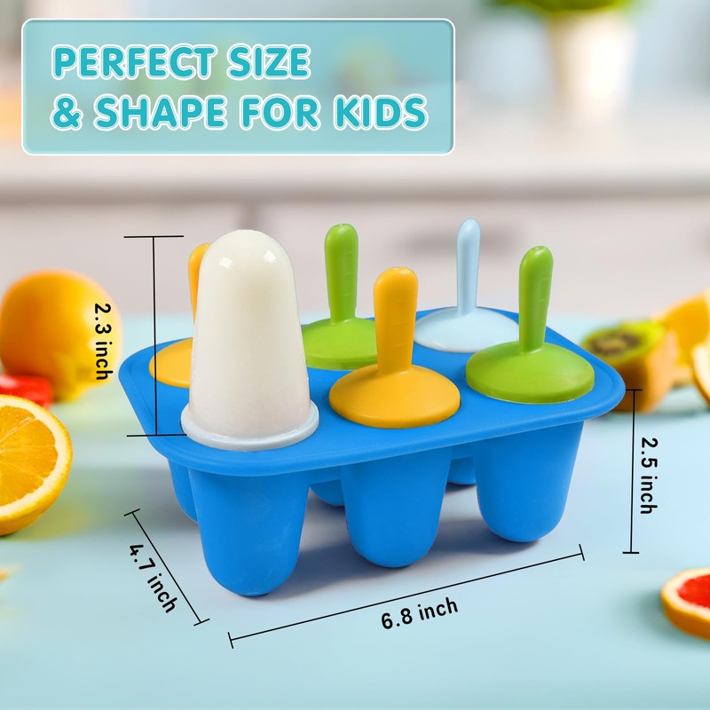 Miaowoof Silicone Popsicles Molds for Toddlers, 6-Cavity Non-BPA Premium Silicone