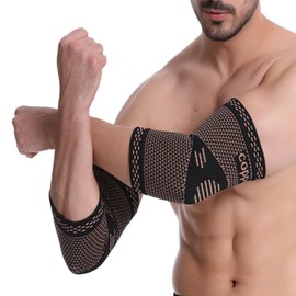 Copper Elbow Compression Sleeve,Tennis Elbow Brace for Men Women,Elbow Brace for Tendonitis and Tennis Elbow,Elbow Support Sleeve for Tendonitis, Tennis Elbow Relief, Golf Elbow, Weightlifting