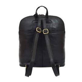 House of Luggage Womens Leather Backpack Casual Fashion Travel Rucksack HLG280 Black