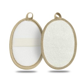 Loofah Exfoliating Body Scrubber (2 Pack), Natural Body Scrubbers for Shower Exfoliator, 100% Natural Lufa Bath Scrub Loofa Sponge Pad, Large Lufas for Men and Women Loufa Biodegradable Luffa Beige