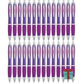 Libetui Set of 50 Ergonomic Ballpoint Pens Purple Retractable Ballpoint Pens Blue Large Refill Ballpoint Pen Office Practice Uni Household Ballpoint Pen Set 50 Pieces Ballpoint Pen Purple Violet