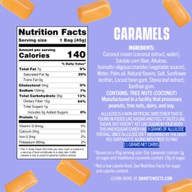 SmartSweets Caramel Candies, 1.6oz (Pack of 12), Creamy Candy with Low Sugar (1g), Low Calorie (140), Plant Based, Gluten Free, No Artificial Colors or Sweeteners, Healthy Snack for Kids & Adults