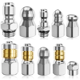 Wllead Jetter Heads Kit (Pack of 10) Jetter Nozzle Kit Rotating Button Drain Cleaning Nozzle Tips for Pressure Washer Sewer Jetter Kit Stainless Steel Pressure 5000 PSI