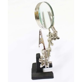 MAGNA-DESK 2X Power Adjustable Helping Hand Magnifier | 2" Lens with 2X Magnification | Secure Alligator Clamps | Multi-Directional Adjustability | Stable 0.5 lb Cast Iron Base