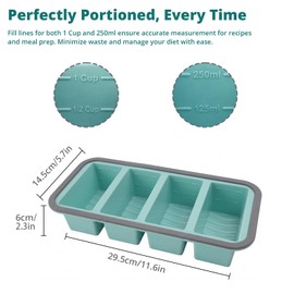 2-Pack Silicone Freezer Tray with Lid, 1 Cup Silicone Soup Freezer Molds with Steel Reinforced Rim, Large Ice Cube Tray for Freezing & Storing Soup, Broth, Sauce, Stews and Meal Prep, BPA Free (Blue)