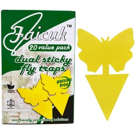 Faicuk 20-Pack Dual Sticky Fly Traps for Houseplant Fly Insect Control