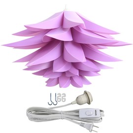 Lightingsky Ceiling Pendant DIY IQ Jigsaw Puzzle Lotus Flower Lamp Shade Kit with 15 Feet Hanging Cord (Purple)