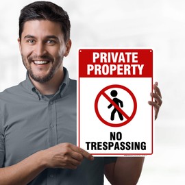 Private Property No Trespassing Sign, 10"x14" Polyethylene, Fade Resistance, Indoor/Outdoor Use, USA MADE By My Sign Center