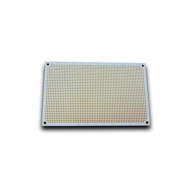Double sided perforated grid board with round pads.