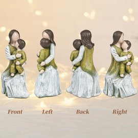 HKDZ Mother and Son Figurines, Mum Gift from Son Memorial Statues Hand-Painted Ornaments Gifts for Mother's Day Anniversary Birthday