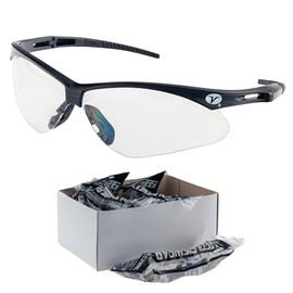 Veratti V1023N Safety Glasses, 12 Pack, Clear Anti-Fog Lens, Removable Strap, Black Frame, ANSI Z87.1