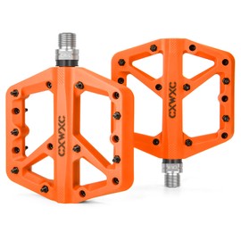 CXWXC Mountain Bike Pedals - Lightweight Nylon Fiber Bicycle Pedals - Platform Pedals for BMX Mountain Bike 9/16" (Orange)