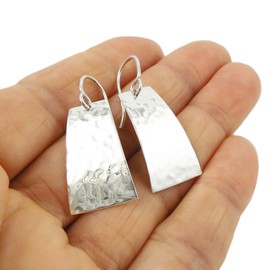 Hammered Drop 925 Sterling Silver Earrings
