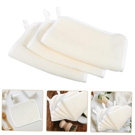 Baluue 3pcs Exfoliating Bath Cloths Quick Dry Square Wash Cloth for Home Use Scrub Towel for Smooth Skin Care Beige