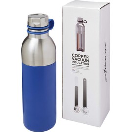 Schmalz® Sports Bottle with Engraving 590 ml Vacuum Insulated Flask Made of Copper Stainless Steel with Copper Insulation Leak-Proof (Blue, Without Engraving)