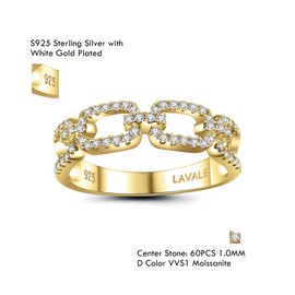 LAVALE Moissanite Rings for Women, 60Pcs D Color VVS1 Clarity Lab Created Diamond Sterling Silver Rings Stackable Eternity Ring Moissanite Wedding Band Size 5-10