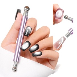 Gellen Double-Ended Cat Eye Magnet Stick for Nail – Dual Cat Eye Gel Nail Polish Sturdy Magnet Tool with Round Beads, Multifunctional Cat-Eye Nail Art Effect at Home or Salon DIY