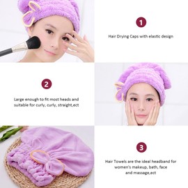 Toallas de Microfibra para Cabello Gorro de Secado Rápido de Coral Fleece, Pack 2 Piezas, Ajuste Seguro y Secado Cómodo Adecuado para Masaje y Viaje Color Color Aleatorio