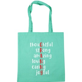 Hippowarehouse thouGhtful stRong amAzing loviNg cariNg joYful (Granny) Tote Shopping Gym Beach Bag 42cm x38cm, 10 litres