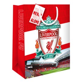 Danilo Promotions Ltd LIVERPOOL FC GIFT BAG FOOTBALL THEME MEDIUM SIZE BIRTHDAY GIFT BAG
