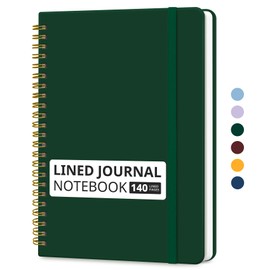 Taja Lined Spiral Journal Notebook for Women & Men, 140 Pages, College Ruled Hardcover Notebook for Work & Note Taking, Journals for Writing, A5(5.7" x 7.9") – Dark Green