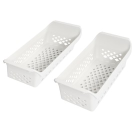 HECASA 2 Pcs 5304512718 Universal White Storage Basket for Frigidaire Chest Freezer Crisper Drawer Accessory ABS Plastic