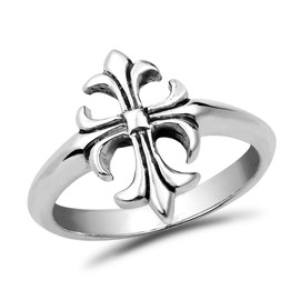 AeraVida Vintage Beautifully Elegant Lily Flower .925 Sterling Silver Cross Ring | Unisex Rings Silver | 925 Sterling Silver Croos Rings | Ring (7)