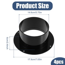Duct Connector Flange 6 inch, 4 Pack ABS Quality Air Conditioner Exhaust Hose Flange Wall Mount for Heating Cooling Ventilation HVAC System Dryer Vent Wall Plate