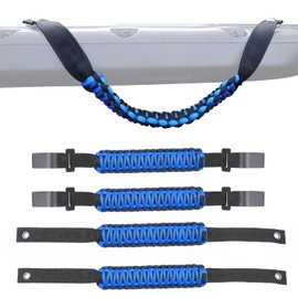 BESTAOO 4 Pack Roll Bar Grab Handles Front and Rear Paracord Grip Handles Compatible with 2024 Jeep Wrangler JL & Gladiator JT 4XE Accessories (Front+Rear) (Blue)