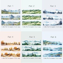 6 Rolls of Landscape Washi Tape Stickers for Journaling Supplies, Pre-Cut Scrapbook Stickers for Journaling, Junk Journal, Bullet Journal Supplies, Planer (Winter)