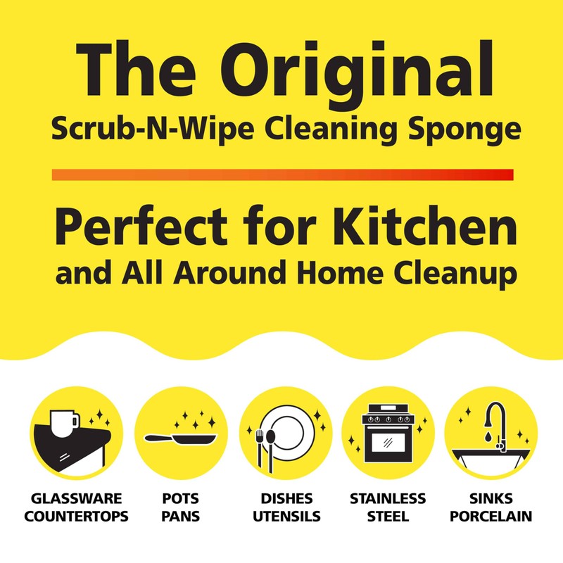 Original Scrub-N-Wipe Pad by Tuff-Scrub, 6-Pack, Microfiber, Multi-Surface, Non-Scratch, Dual-Sided,