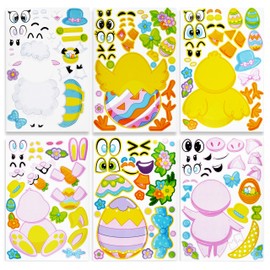 JOYIN 36 Pieces Easter Make A Face Animal Stickers with Easter Egg Themed Mix and Match Make Your Own Stickers with Easter Bunny, Egg, Chick, Egg Shell, Sheep, Pig Easter Kids Party Favor Supplies Crafts