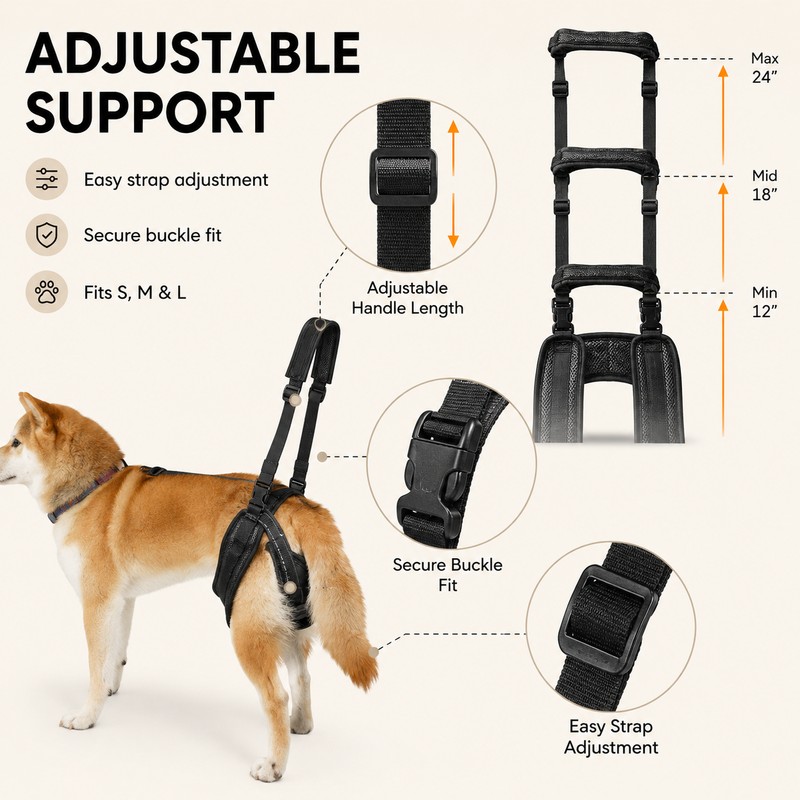 Adjustable Dog Rear Leg Lift Harness – Padded Hind Leg
