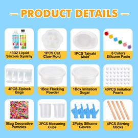 JDiction Liquid Silicone Squishy Kit, Super Soft Silicone Rubber Fast Cure Taba Squishy Kit for Cat Paw Casting Gifts, Taiyaki Shape, Stress Relief Entertainment