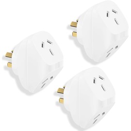 3PCS Double Power Outlet Extender, 2 Way Socket Extension, 1-to-2 Grounded Outlet Extender, Plug Adaptor, 10 Amp, 3000 Watt, 250 Volt for Home/Office, White