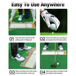 Gismelio Golf Training Mat for Beginners | Posture Assistance and Entry-Level Stance Corrector Trainer with Golf Training Aid and Practice Mats(Black) (Non Woven Fabric (Grey)), JZQ028