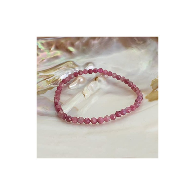 Budawi® Pink Tourmaline Bracelet Beads 4mm Faceted on Stretch Band,
