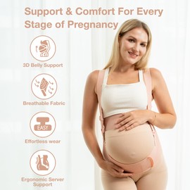 Pregnancy Belly Band – Maternity Belt & Belly Support Band for Pregnant Women – Adjustable Pregnancy Belt Support for Back & Pelvic Pain – Breathable Maternity Belly Band (Skin, Large)