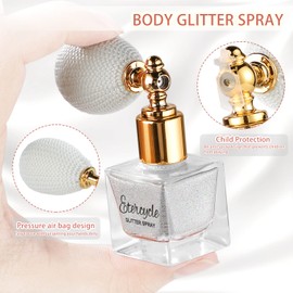 Etercycle Silver Body Glitter Spray, Shimmering Spray Powder Sparkle Powder, Cosmetic Shimmer Makeup Glitter for Hair and Body Face Clothes Nail Art Craft Design Easter Crafts