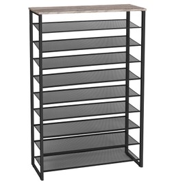 HOOBRO 10-Tier Shoe Rack for Entryway, 39.4" L Shoe Storage Organizer, Large Capacity Shoe Shelf for Closet, Front Door Entrance, Hallway, Holds 45-50 Pairs of Shoes, Greige and Black BG171XJ01