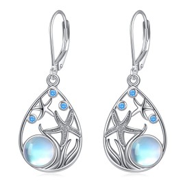 YFN Labradorite Earrings for Women Sterling Silver Filigree Teardrop Drop Dangle Leverback Earrings, Sterling Silver, Cubic Zirconia