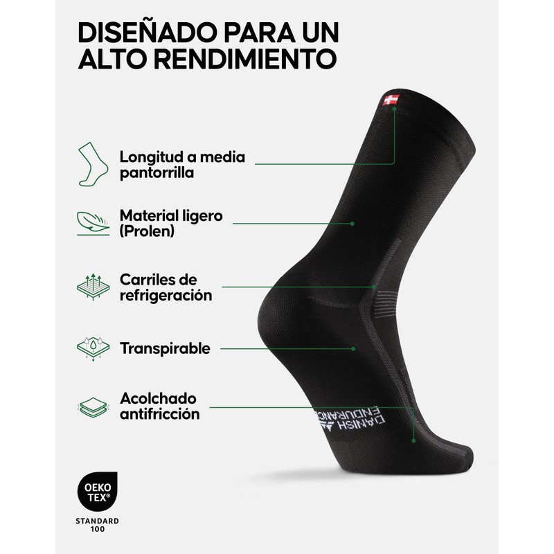 DANISH ENDURANCE Calcetines de Ciclismo Altos para Hombres y Mujeres