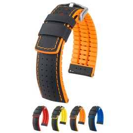 Hirsch Robby Leather Watch Strap - Orange - L - 20mm / 18mm - Brushed Silver Buckle - Calf Leather - Performance Band