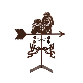 EZ Vane Shih Tzu Dog Weathervane — Roof Mount, Wind Cups, Antique Copper Finish, Steel with Durable Triple Powder Coating, Handcrafted in USA