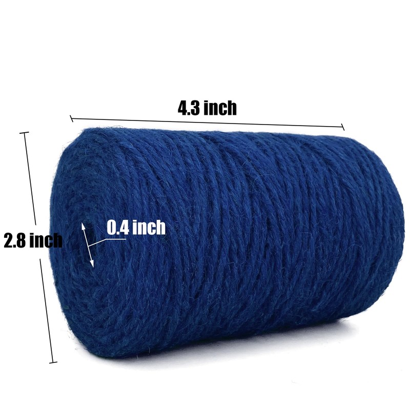 Leecogo Royal Blue 2.5mm Jute Twine 328 Feet Heavy Duty