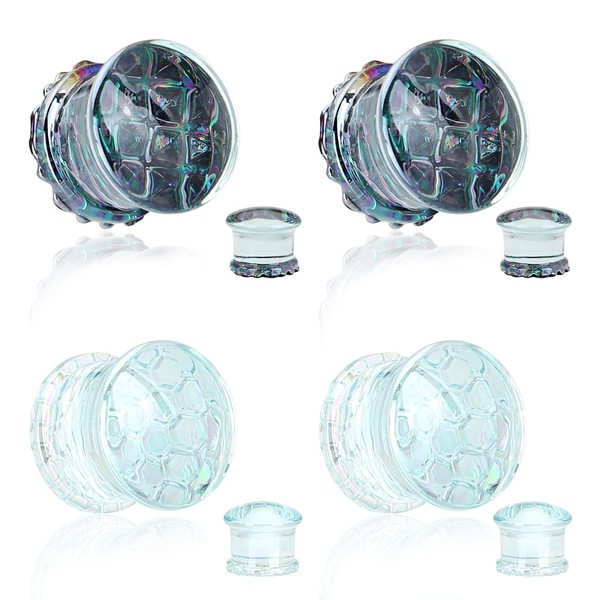Stuppendux 2Style 4PC Set Color Glass Double Flared Ear Plugs