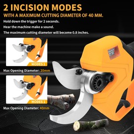 JEXUGK Electric Pruning Shears, 1.6" Upgraded Power Pruners Cordless with 2x2.0Ah Battery, LCD Screen Brushless Professional Gardening Tree Branch Cutter Scissors with 3 Pairs SK5 Blade & Whetstone